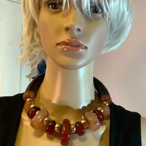 Rare Art Deco chunky Resin Amber 16” necklace